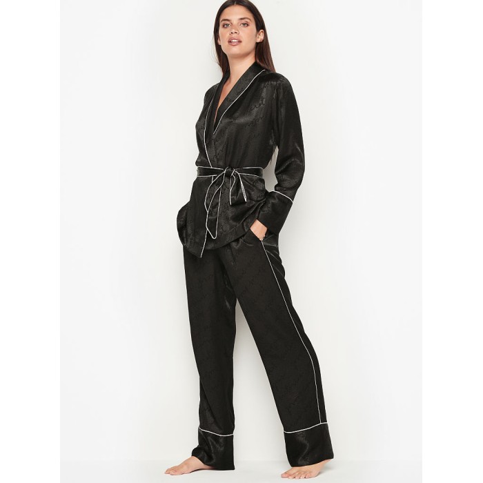  Пижама Victoria’s Secret The Satin Black logo PJ Set