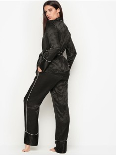 Піжама Victoria Secret The Satin Black logo PJ Set