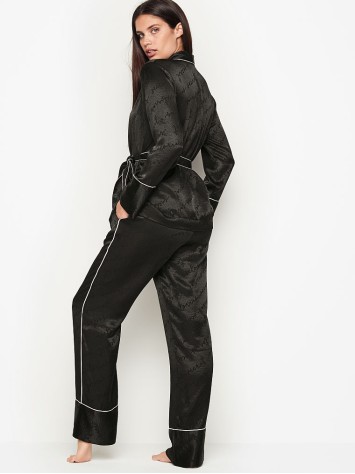 Піжама Victoria Secret The Satin Black logo PJ Set