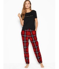 Пижама Victoria’s Secret Cotton & Flannel Long Lounge PJ Set Big Red Plaid