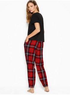 Піжама Victorias Secret Cotton & Flannel Long Lounge PJ Set Big Red Plaid