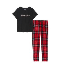 Піжама Victorias Secret Cotton & Flannel Long Lounge PJ Set Big Red Plaid