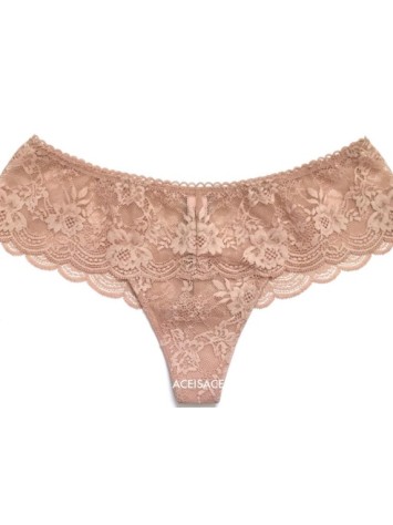 Трусики Victoria's Secret Dream Angels Wide Side Lace Thong panty Beige