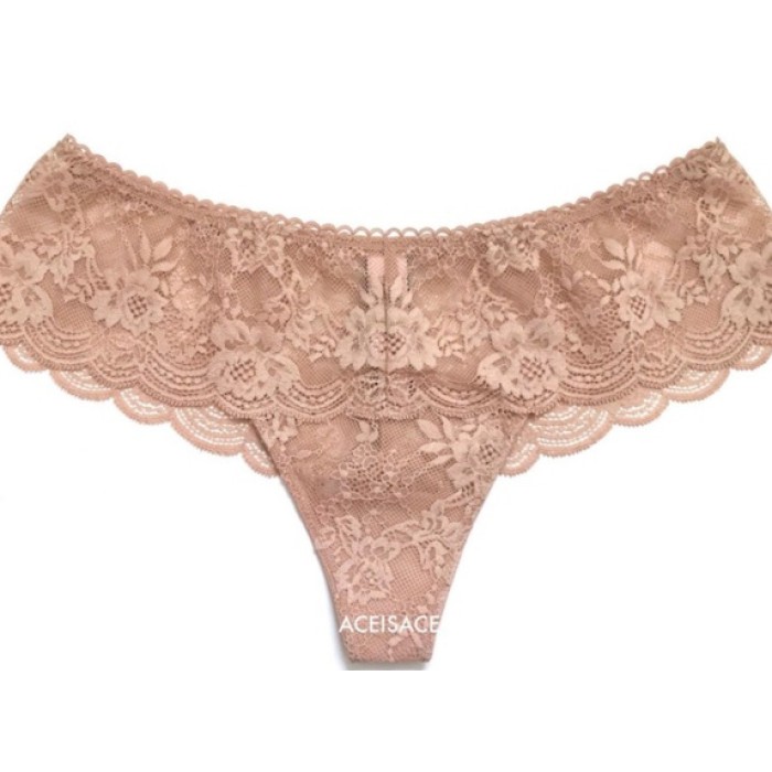 Трусики Victoria's Secret Dream Angels Wide Side Lace Thong panty Beige