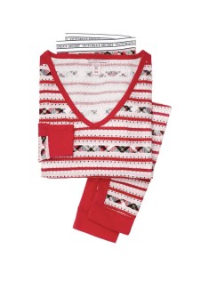 Піжама Victoria's Secret Thermal Long PJ Set Red print