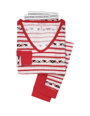 Піжама Victoria's Secret Thermal Long PJ Set Red print