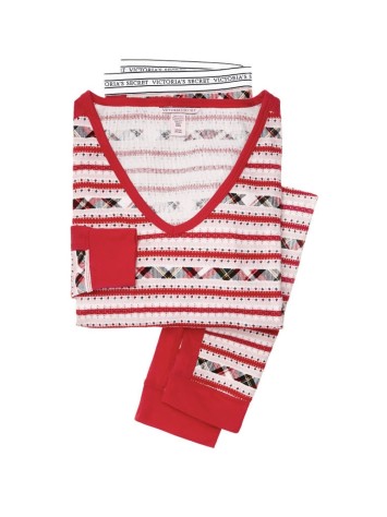 Піжама Victoria's Secret Thermal Long PJ Set Red print