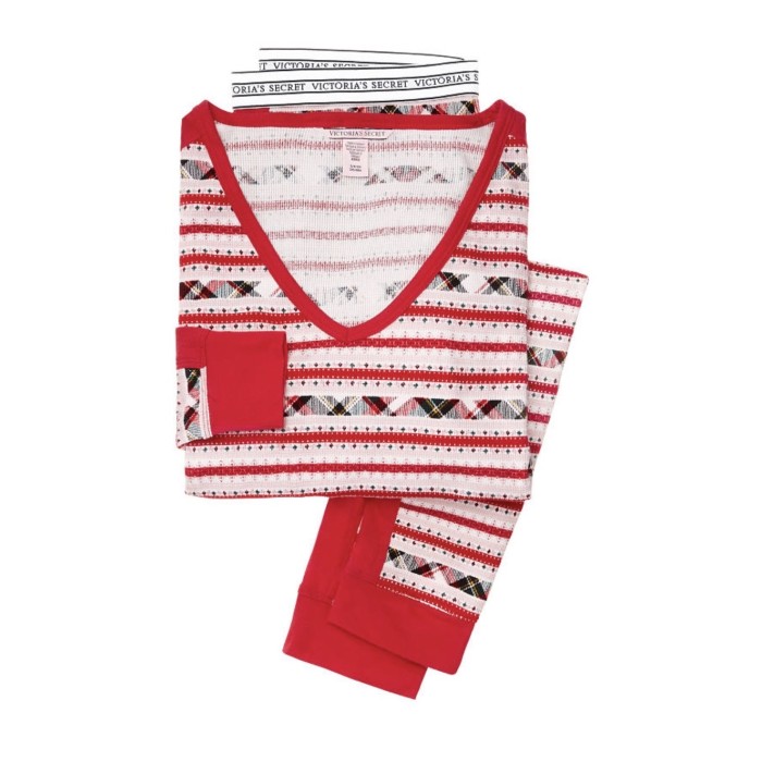 Піжама Victoria's Secret Thermal Long PJ Set Red print