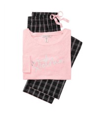 Фланелева піжама Victoria's Secret Flannel Long PJ Set Logo VS