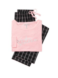 Фланелева піжама Victoria's Secret Flannel Long PJ Set Logo VS