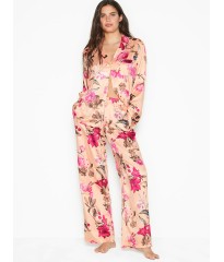 Піжама Victoria's Secret Satin Long PJ Set Pink Peonies