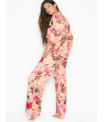 Піжама Victoria's Secret Satin Long PJ Set Pink Peonies