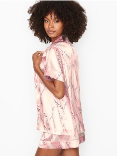 Піжама рожева в смужку Victoria's Secret The Satin Short PJ Set