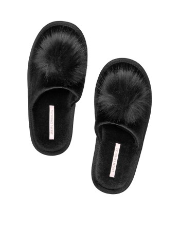 Домашні тапочки Victoria's Secret Slipper​s Black Pom-Pom