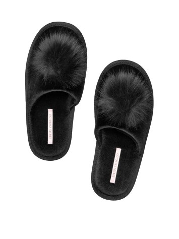 Домашні тапочки Victoria's Secret Slipper​s Black Pom-Pom