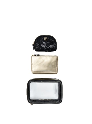 3 в 1 косметичка Victoria's Secret Beauty Bag Trio Black Lily Lace