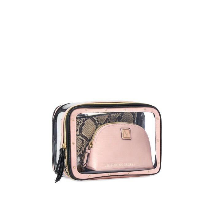 3 в 1 косметичка Victoria's Secret Backstage Nested Trio Cosmetic Bag Snake print