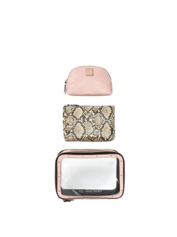 3 в 1 косметичка Victoria's Secret Backstage Nested Trio Cosmetic Bag Snake print