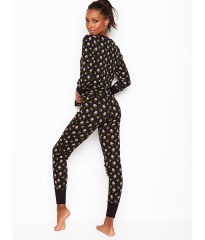 Піжама Victoria's Secret Thermal Long PJ Set Black Floral print