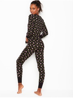 Піжама Victoria's Secret Thermal Long PJ Set Black Floral print