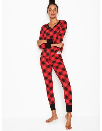 Піжама Victoria's Secret Red black Buffalo Thermal Long PJ Set