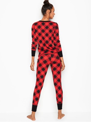 Піжама Victoria's Secret Red black Buffalo Thermal Long PJ Set