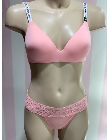 Комплект белья Victoria’s Secret Logo Bra Pink set