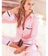 Пижама розовая в полоску Victoria’s Secret Signature Stripes The Satin PJ Set
