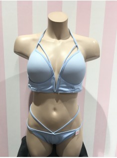 Купальник роздільний Victoria's Secret PINK Strappy V-wire Plunge Sky Blue