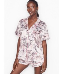 Сатинова піжама Victoria's Secret Satin Short PJ Set Pink Floral Stripes