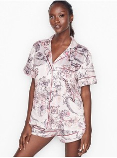 Сатинова піжама Victoria's Secret Satin Short PJ Set Pink Floral Stripes