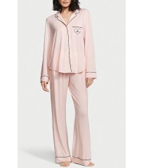 Піжама рожева Victoria’s Secret Modal Long Pj Set Angel Pink Logo Mom