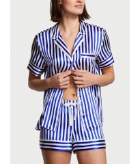 Піжама The Satin Short Pajama Set Blue Iconic Stripe