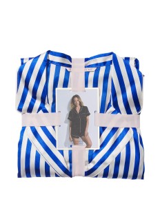Пижама The Satin Short Pajama Set Blue Iconic Stripe