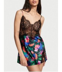 Пеньюар Lace Top Satin Slip Floral print