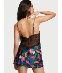 Пеньюар Lace Top Satin Slip Floral print