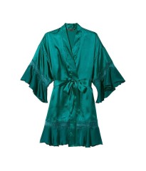 Сатиновий халат Flounce Green Satin Robe