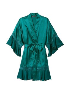 Сатиновий халат Flounce Green Satin Robe