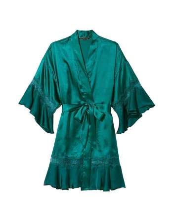 Сатиновий халат Flounce Green Satin Robe