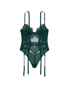 Боді Demi Teddy with Shine Straps & Garters Deep green