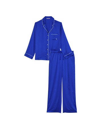 Пижама The Satin Long PJ Set Blue Oar — Victoria’s Secret