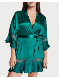 Сатиновий халат Flounce Green Satin Robe