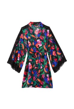 Халат Victoria’s Secret Satin Lace Kimono Tropic print