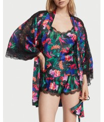 Халат Victoria Secret Satin Lace Kimono Tropic print