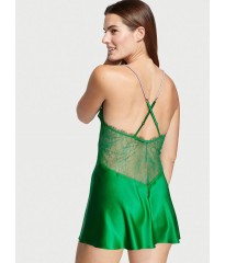 Пеньюар Victoria's Secret Shine Rope Strap Satin Slip Green