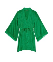 Халат Satin Lace Inset Jacquard Robe Green
