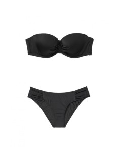 Купальник бандо Victoria's Secret Push-up чорний, топ бандо + плавки knockout bikini