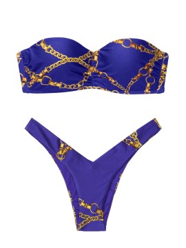 Купальник бандо Victoria’s Secret Push-up принт "цепи"