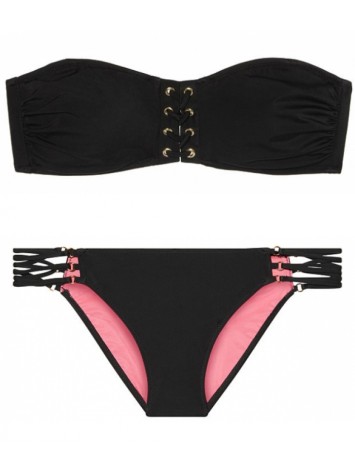 Купальник бандо Victoria's Secret PINK Black Bikini