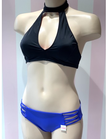 Купальник роздільний Victoria's Secret Black Top + mini bikini blue